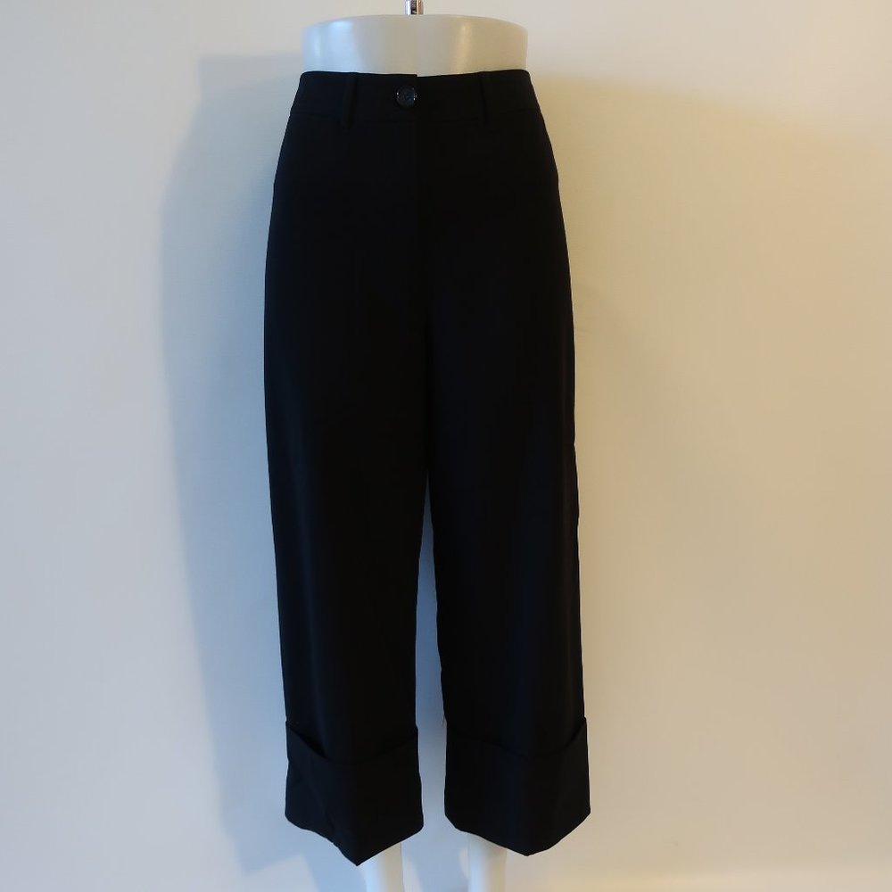 Womens Seventy Sergio Tegon Black Wide Leg Crop Cuffed Pants IT 42/US 6*